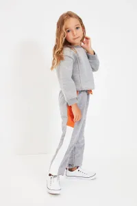 Trendyol Gray Color Block Girls' Knitted Thin Sweatpants #4795190