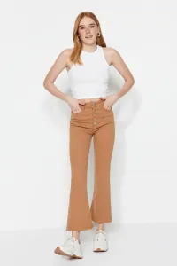 Trendyol Camel High Waist Crop Flare Jeans With Buttons In The Front