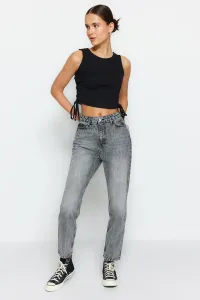 Trendyol šedá udržateľnejšie džínsy s vysokým pásom