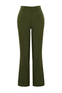 Trendyol Khaki Straight/Straight Fit High Waist Ribbed Stitched Woven Trousers #8849806