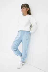 Trendyol Light Blue Frill Detailed Girl Knitted Slim Sweatpants #4952877