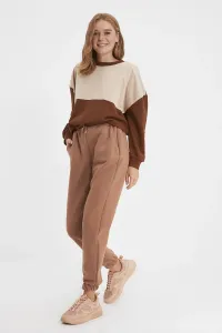 Trendyol Light Brown Thick Basic Knitted Sweatpants With Fleece Inside #4405924