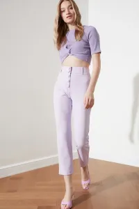 Trendyol fialové gombíky detailné cigaretové tkané nohavice
