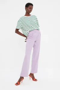 Trendyol fialové plisované plátané nohavice so širokými nohavicami #769839