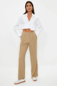 Trendyol Mink Straight Cut Woven Trousers with Elastic Waist