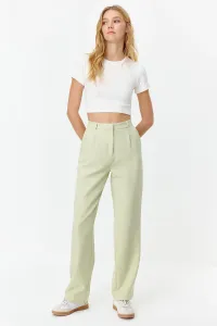 Trendyol Mint Straight/Straight Cut Pleated Woven Trousers