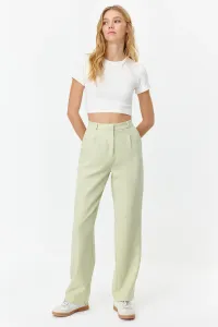 Trendyol Mint Straight/Straight Cut Pleated Woven Trousers #8959016