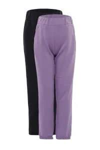 Trendyol Navy Blue-Lilac 2-Pack Girl Child Knitted Thin Sweatpants #800997