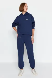 Trendyol Navy Blue Udržateľnejšie Loose Jogger Fleece Vnútorné pletené pletené tepláky