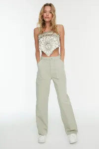 Trendyol kamenné vrecko detailné džínsy s vysokým pásom široké nohavice #702130