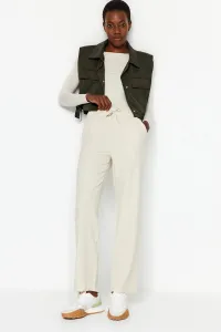 Trendyol Stone Straight/Straight Cut Elastic Waist Woven Trousers