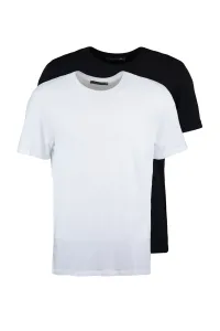 Trendyol viacfarebné pánske basic slim fit tričko so 100% bavlnou 2-pack crew neck s krátkym rukávom