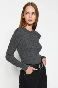 Trendyol Antracit gombík detailný pletený sveter