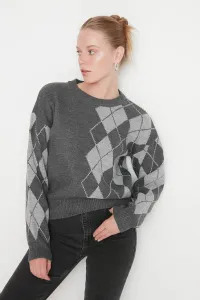 Trendyol Anthracite Geometric Jacquard Knitwear Sweater #4792133