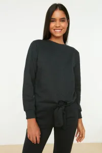 Trendyol Anthracite Knitted Thin Sweatshirt with Tie Detail