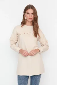 Trendyol Beige Frill Detailed Knitted Tunic