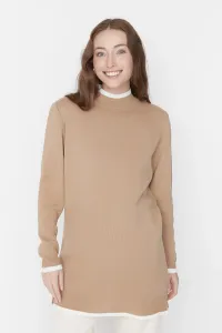 Trendyol Beige Stand Up Collar Cuff Detailed Knitwear Sweater #5059676