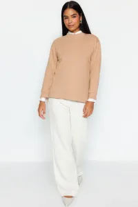 Trendyol Beige Stone Detailed Knitted Tunic with Side Slits