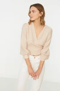 Trendyol Beige Tie Detailed Double Breasted Blouse #4865576