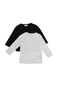 Trendyol Black and White 2-Pack Boy's Basic Knitted T-Shirt #4981268