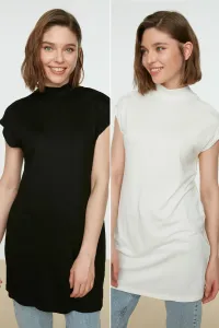 Trendyol Black-White 2-Pack Stand Collar Sleeveless Underwear Liner Tunic