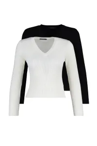 Trendyol Black and White Basic 2-Pack Knitwear Sweater #2837642