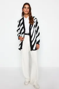 Trendyol Black Animal Striped Pattern Knitwear Cardigan