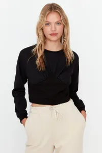 Trendyol Black Corset Look Ribbed Knitted Blouse