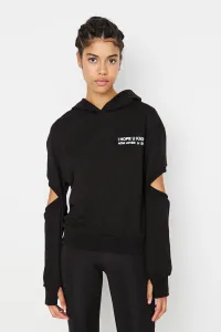 Trendyol Black Window/Cut Out Detail Printed Sports Sweatshirt
