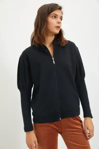 Trendyol Black Hooded Zipper Knitted Slim Sweatshirt #4840489