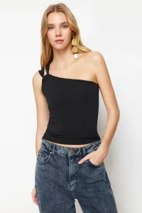 Trendyol Black One Shoulder Fitted Stretchy Knitted Blouse