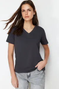 Trendyol Black-Red 100% Cotton 2-Pack Basic V-Neck Knitted T-Shirt