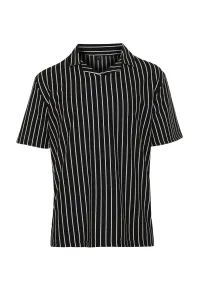 Trendyol Black Regular/Regular Fit Striped Textured Polo Neck T-shirt #9525588