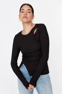 Trendyol Black Ribbed Fitted Knitted Blouse