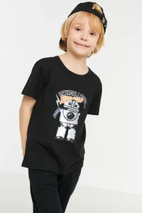Trendyol Black Sequin Embroidered Boy Knitted T-Shirt #4871035
