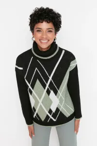 Trendyol Black Turtleneck Jacquard Knitwear Sweater