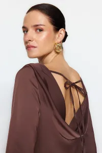 Trendyol Brown Woven Satin Blouse with Back Detail