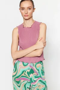 Trendyol Lilac Pleated Crop Knitted Blouse #5894399