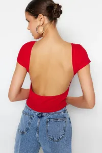 Trendyol Red Backless Crop Cotton Stretchy Knitted Blouse #5902871
