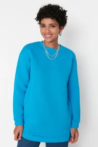 Trendyol Blue Slit Detailed Basic Knitted Sweatshirt