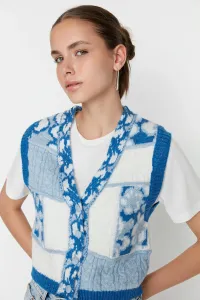 Trendyol Blue Crop Jacquard-Knitwear Sweater #4796541