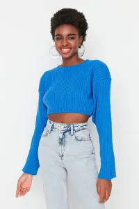 Trendyol Blue Super Crop Basic pletený sveter