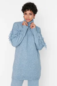 Trendyol Blue Turtleneck Sleeve Detailed Knitwear Sweater #5336785