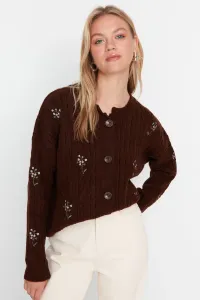 Trendyol Brown Embroidery Detailed Knitwear Cardigan #757967