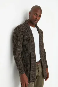 Trendyol Brown Men Regular Fit Shawl Collar Long Knitwear Cardigan