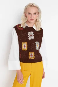 Trendyol hnedý textúrovaný pletený sveter