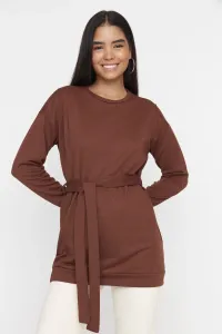 Trendyol Brown Knitted Tunic with Belt and Belt