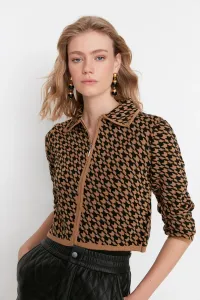 Trendyol Camel Collar Detailed Crop Knitwear Cardigan