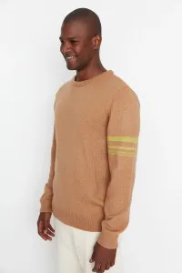 Trendyol Camel Men Regular Fit Crew Neck Line Detailed Knitwear Sweater #4364068