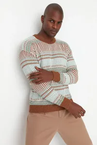 Trendyol Camel Men Regular Fit Paneled Knitwear Sweater